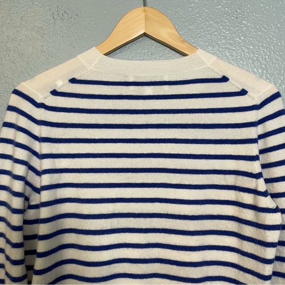 La Ligne Bold Navy Stripe Fuzzy Crewneck Pullover Sweater - Picture 9 of 12